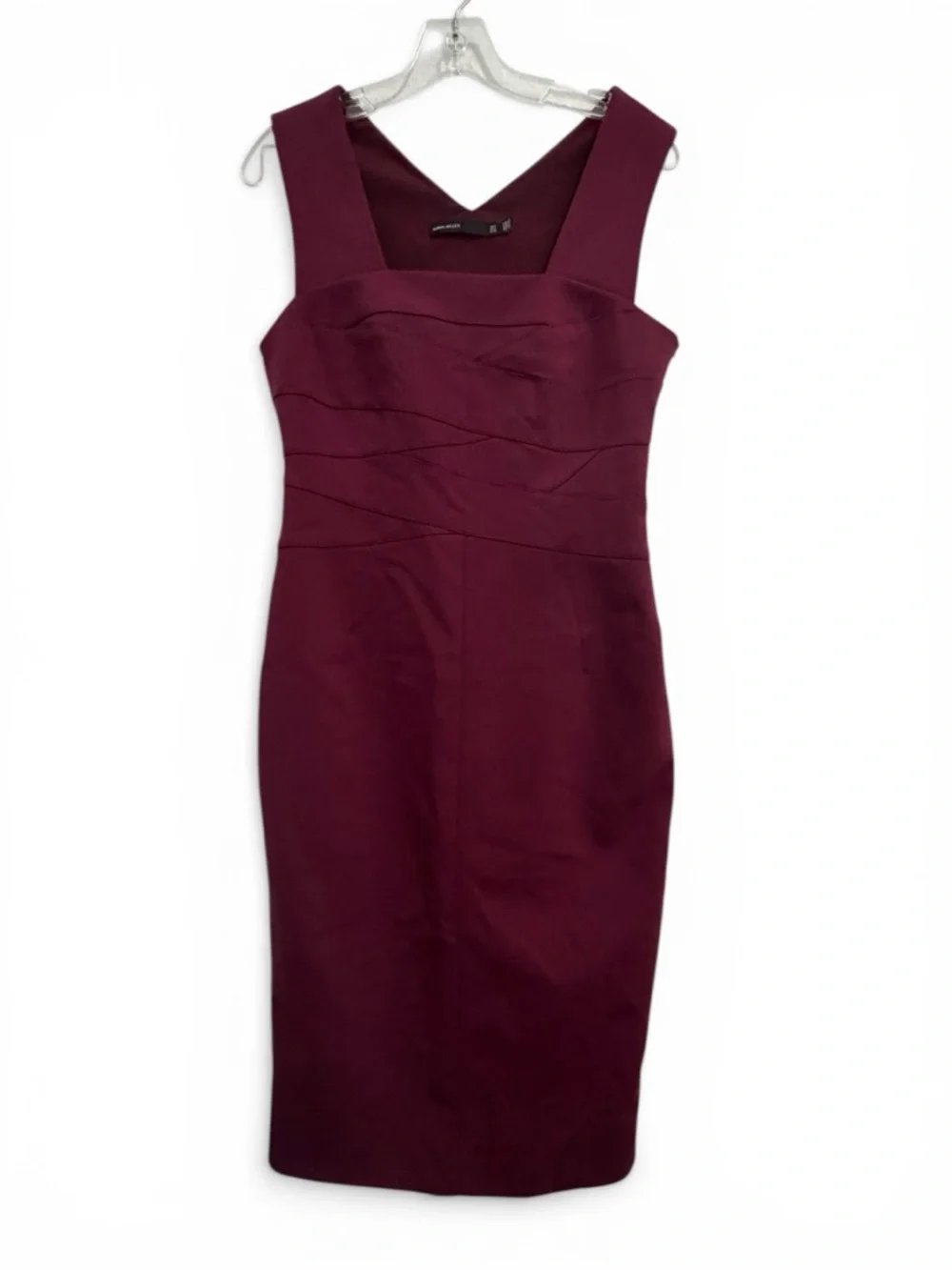 Karen Millen Dress Plum Sleeveless Midi Sheath Ponte Knit Tailored 10 - Picture 2 of 14